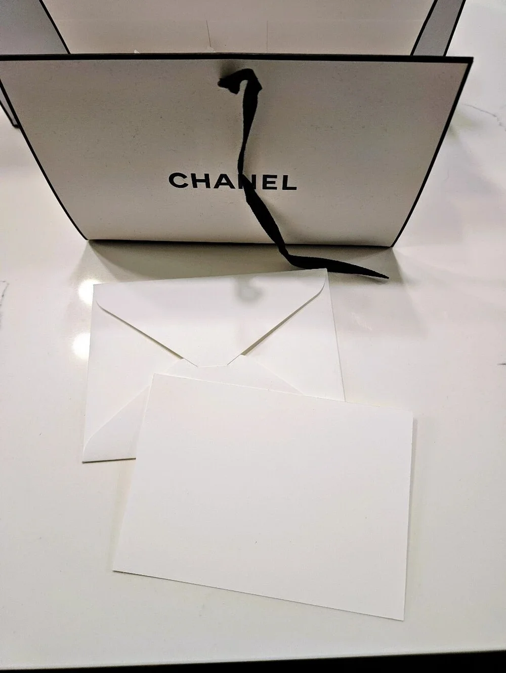 Chanel 2 Gift Bags Shopping Bags with Tissue CC Logo Card Envelope Set